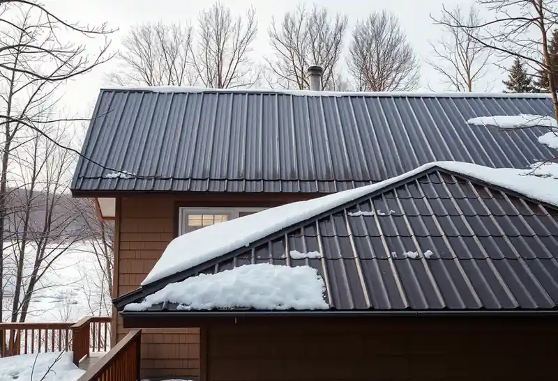 Illustration of house with a standing-seam metal roof, as found in 1980-era homes