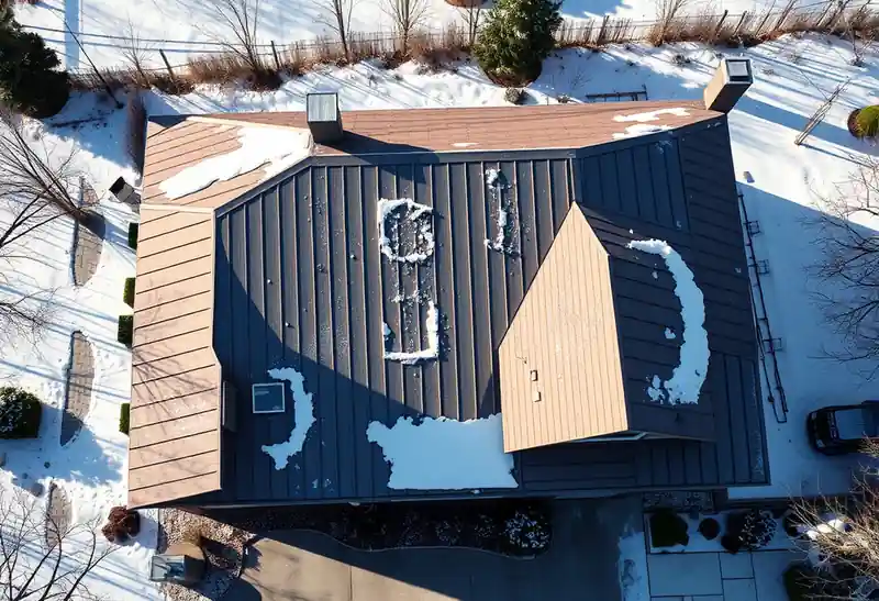 Illustration of house with a standing-seam metal roof, as found in 1980-era homes