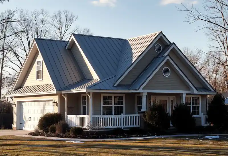 Illustration of house with a standing-seam metal roof, as found in 1980-era homes