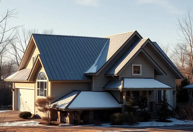 Illustration of house with a standing-seam metal roof, as found in 1980-era homes