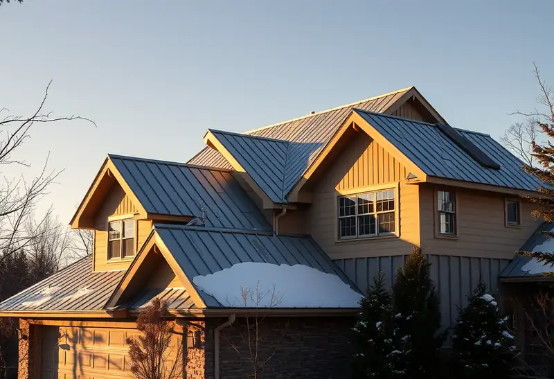 Illustration of house with a standing-seam metal roof, as found in 1980-era homes